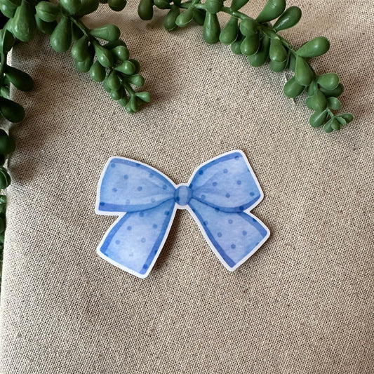 Blue Polka-Dot Bow Sticker