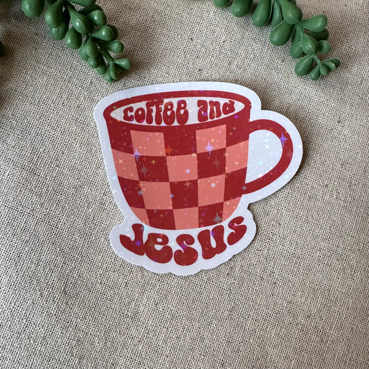 Coffee and Jesus Mug Sticker